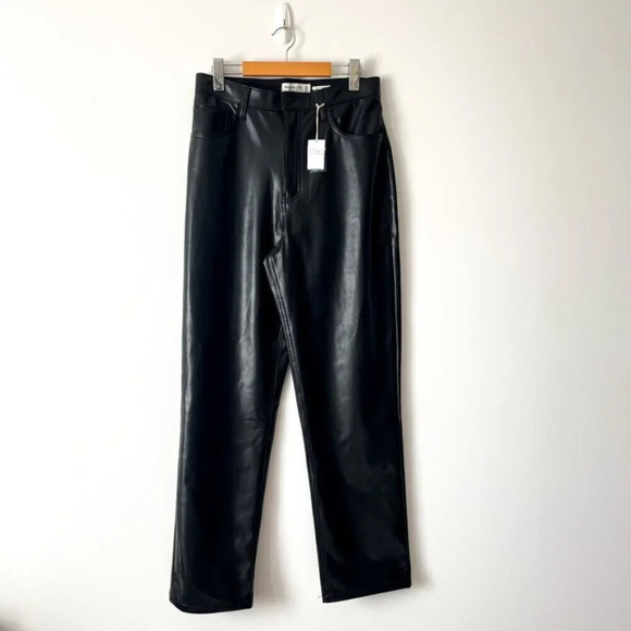 Abercrombie & Fitch Curve Love Vegan Leather 90s Straight Pant NWT Size 30/10 - Picture 7 of 11